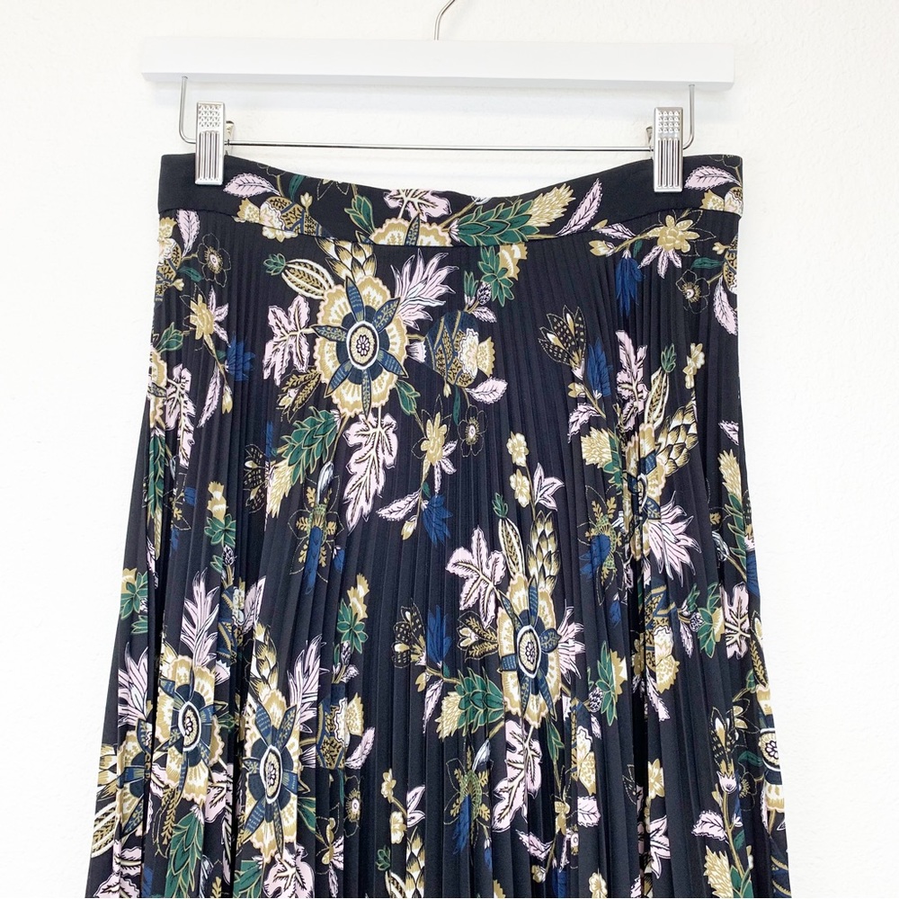 A.L.C. Williams Midi Floral Pleated Skirt Black Classic Feminine Chic SIZE 6